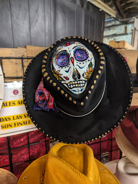 Sugar Skull Hand Painted Billy Hat (M)